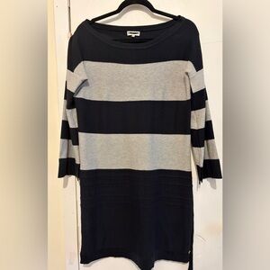 Sonia Rykiel Navy and Gray Striped Long Sleeve Dress